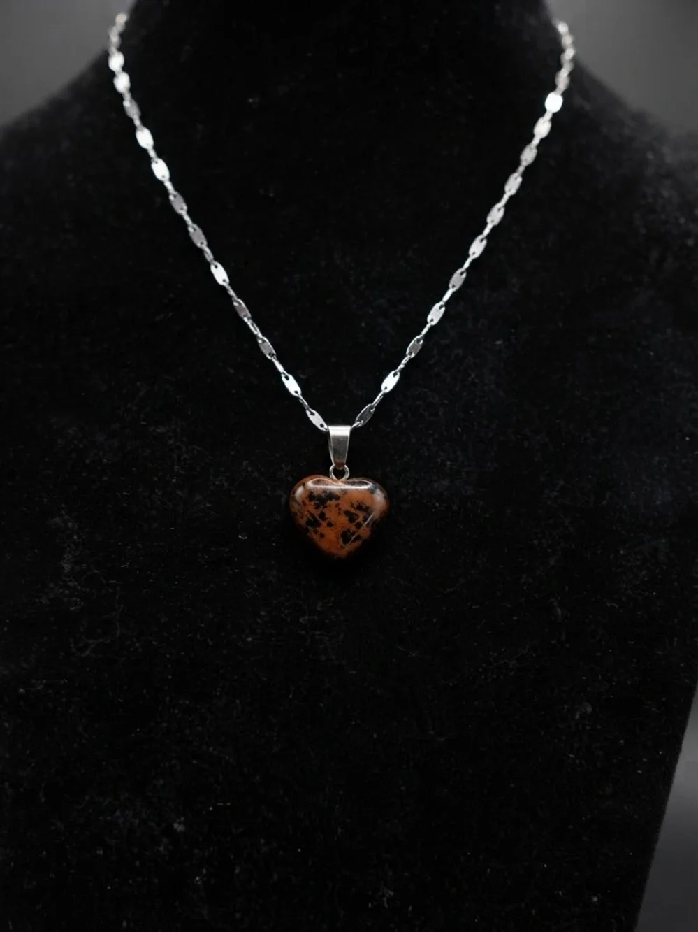 Natural Mahogany Obsidian Heart Necklace